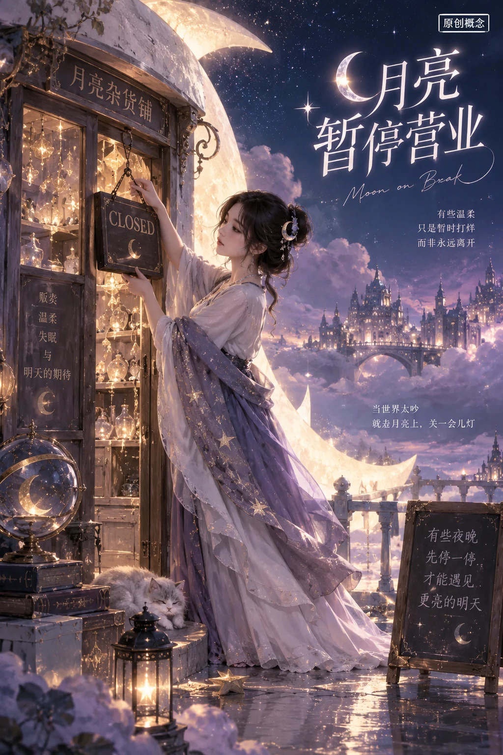 月亮暂停营业原创概念海报