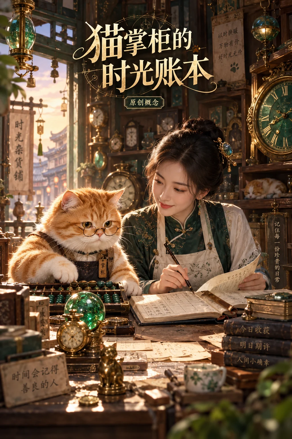 猫掌柜的时光账本原创概念海报