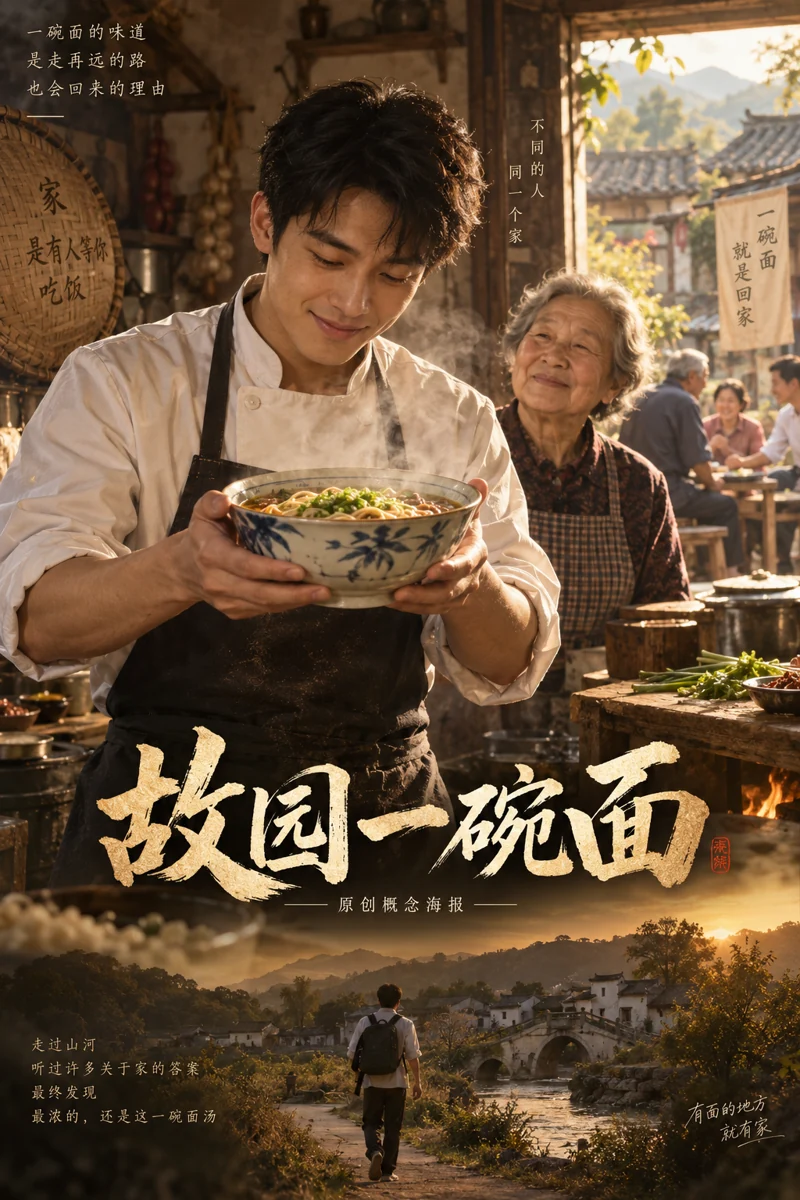 故园一碗面原创概念海报