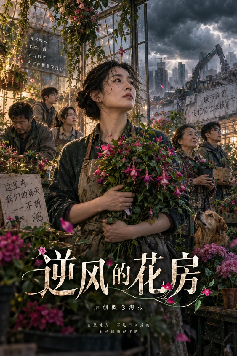 逆风的花房原创概念海报
