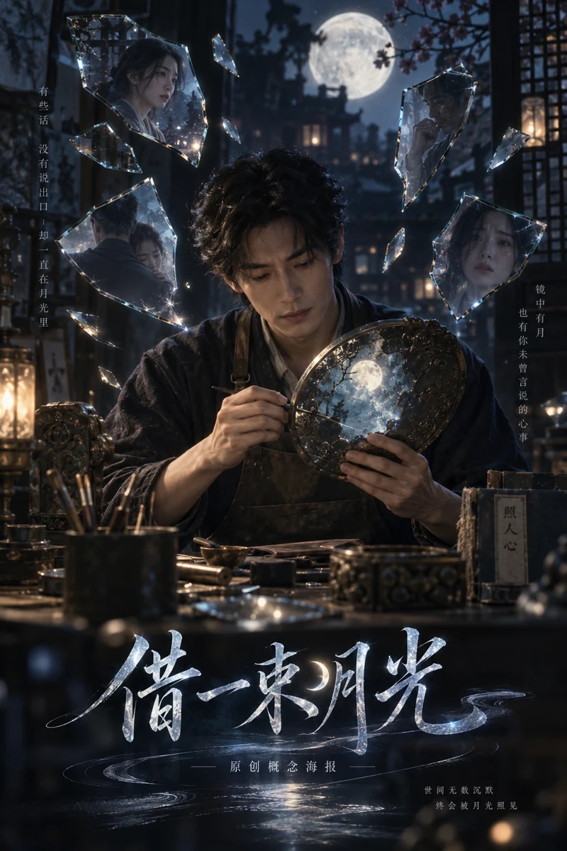 借一束月光原创概念海报